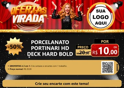 Modelo de Cartaz para Cartaz A4 Horizontal com o tema Ofertas da Virada para Pisos e revestimentos