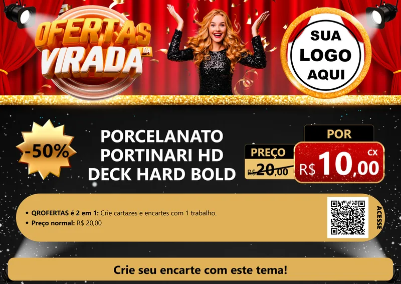 Modelo de Cartaz para Cartaz A4 Horizontal com o tema Ofertas da Virada para Pisos e revestimentos