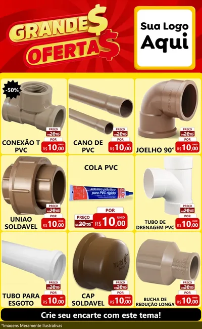 Modelo de Encarte para Encarte Grande com o tema Grandes Ofertas para Tubos e conexões