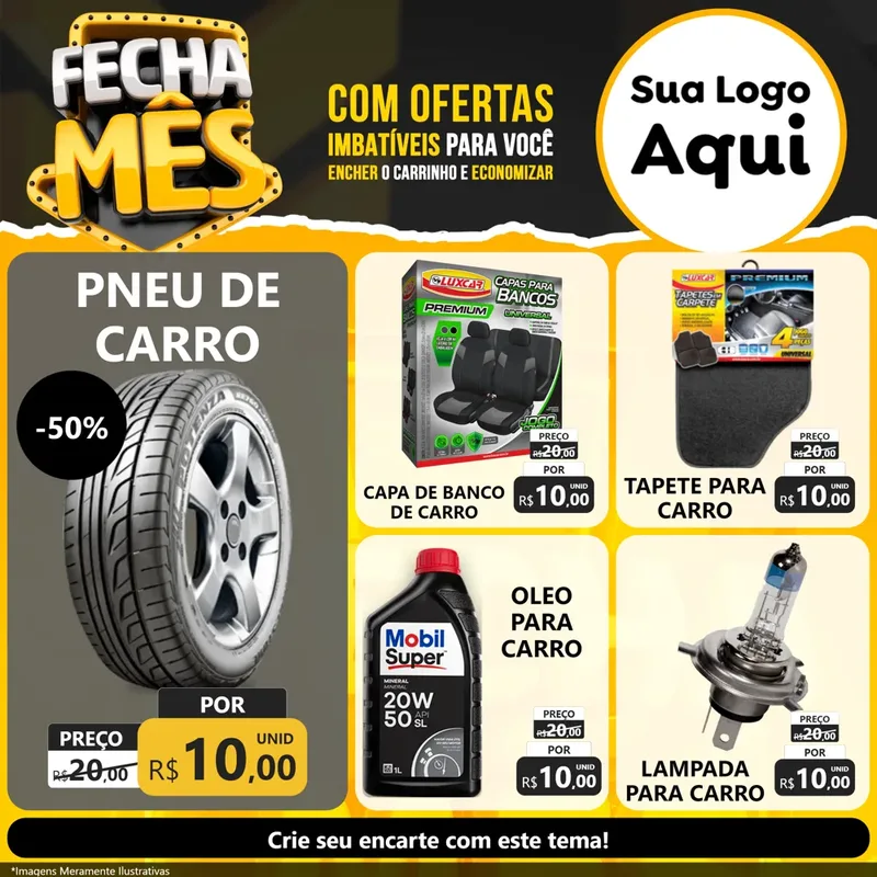 Modelo de Rede Social para Feed Facebook com o tema Fecha Mês para Auto peças