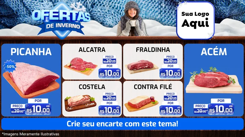Modelo de TV para TV Horizontal com o tema Ofertas de Inverno para Açougue