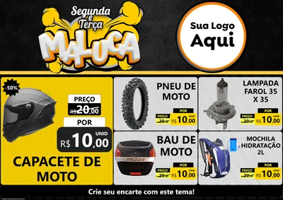 Modelo de Encarte para Encarte A4 Horizontal com o tema Segunda e Terça Maluca para Moto peças