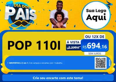 Modelo de Cartaz para Cartaz A4 Horizontal com o tema Dia dos Pais para Concessionaria de Motos