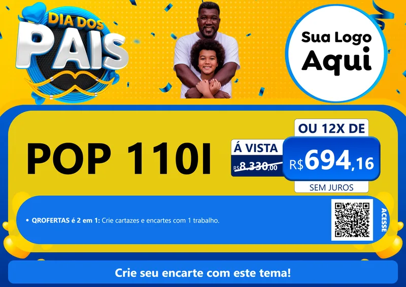 Modelo de Cartaz para Cartaz A4 Horizontal com o tema Dia dos Pais para Concessionaria de Motos