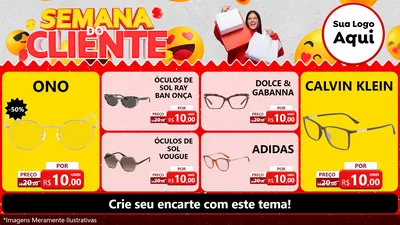 Modelo de TV para TV Horizontal com o tema Semana do Cliente para Óticas