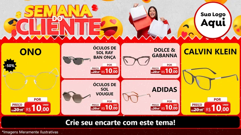 Modelo de TV para TV Horizontal com o tema Semana do Cliente para Óticas
