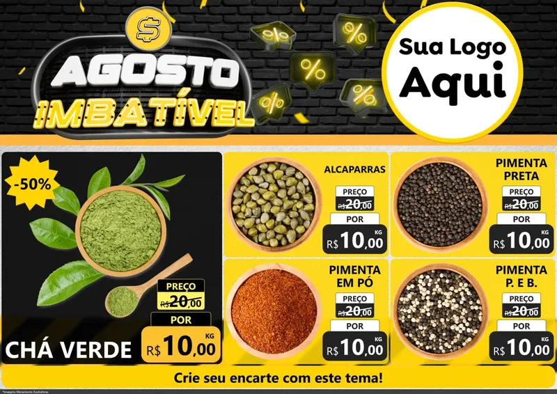 Modelo de Encarte para Encarte A4 Horizontal com o tema Agosto Imbatível para Produtos Naturais