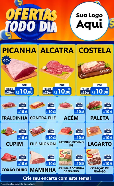 Modelo de Encarte para Encarte Grande com o tema Ofertas Todo Dia para Açougue