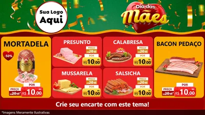 Modelo de TV para TV Horizontal com o tema Dia das Mães para Frios e Laticínios