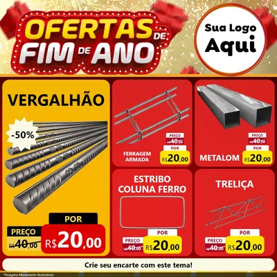 Modelo de Rede Social para Feed Facebook com o tema Ofertas de Fim de Ano para Ferragens