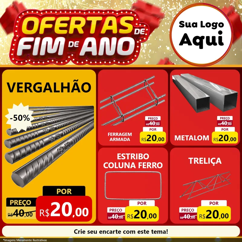 Modelo de Rede Social para Feed Facebook com o tema Ofertas de Fim de Ano para Ferragens