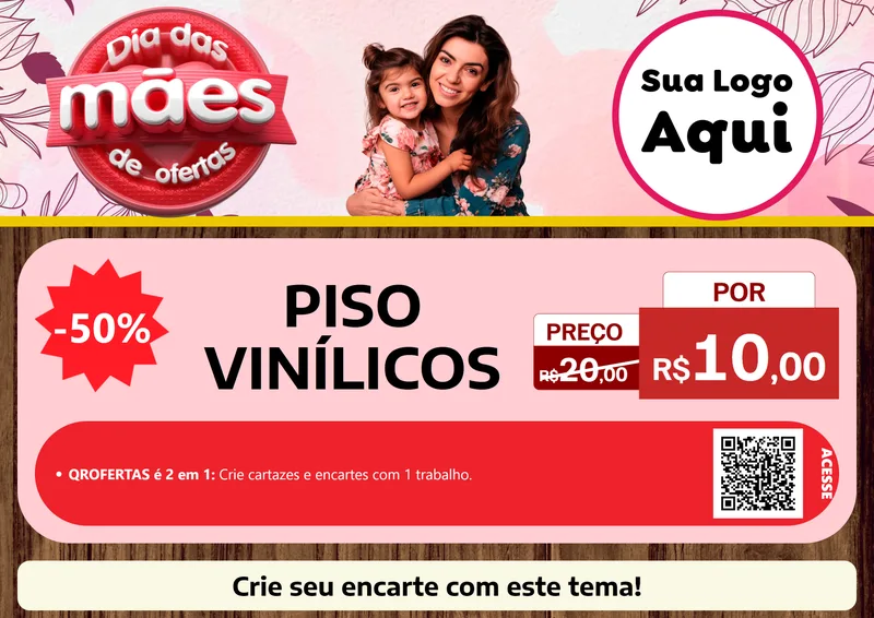 Modelo de Cartaz para Cartaz A4 Horizontal com o tema Dia Das Mães De Ofertas para Material para Construção