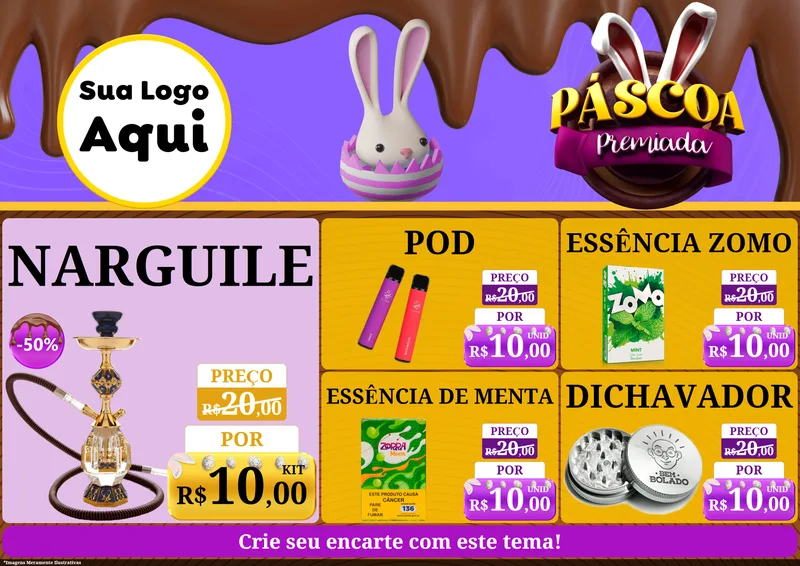 Modelo de Encarte para Encarte A4 Horizontal com o tema Páscoa Premiada para Tabacaria