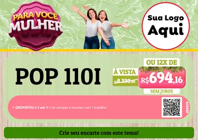 Modelo de Cartaz para Cartaz A4 Horizontal com o tema Para Você Mulher para Concessionaria de Motos