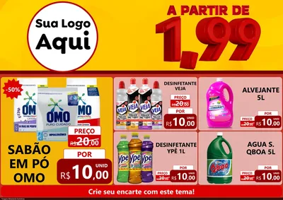 Modelo de Encarte para Encarte A4 Horizontal com o tema A Partir de Um e Noventa e Nove - 1,99 para Produtos de Limpeza