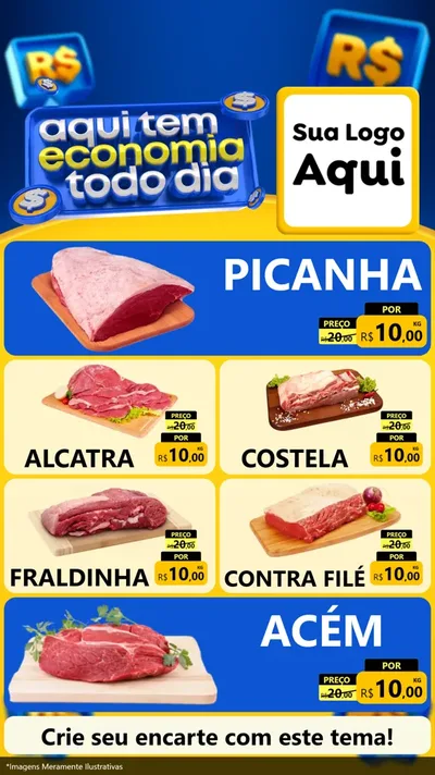 Modelo de TV para TV Vertical com o tema Aqui Tem Economia Todo Dia para Açougue