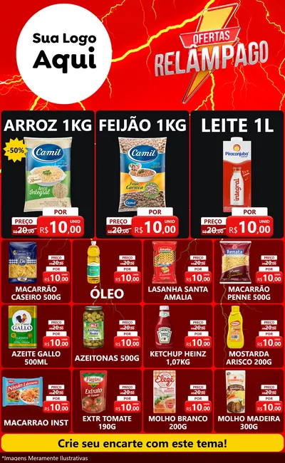 Modelo de Encarte para Encarte Grande com o tema Ofertas Relâmpago para Supermercado
