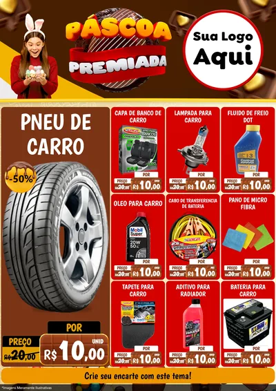 Modelo de Encarte para Encarte A4 Vertical com o tema Páscoa Premiada para Auto peças