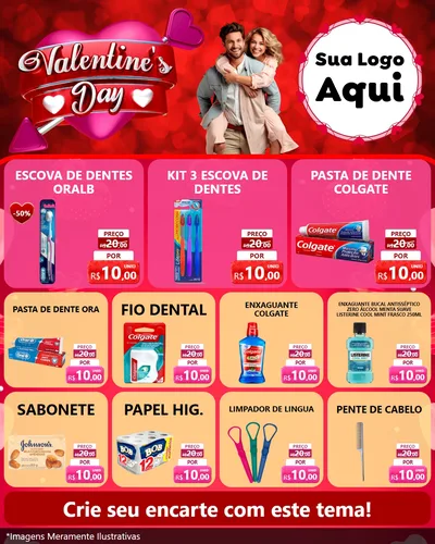 Modelo de Rede Social para Feed Instagram com o tema Valentine's Day para Higiene Pessoal