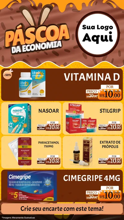 Modelo de TV para TV Vertical com o tema Páscoa da Economia para Farmácia
