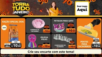 Modelo de TV para TV Horizontal com o tema Torra Tudo Janeiro para Pet Shop