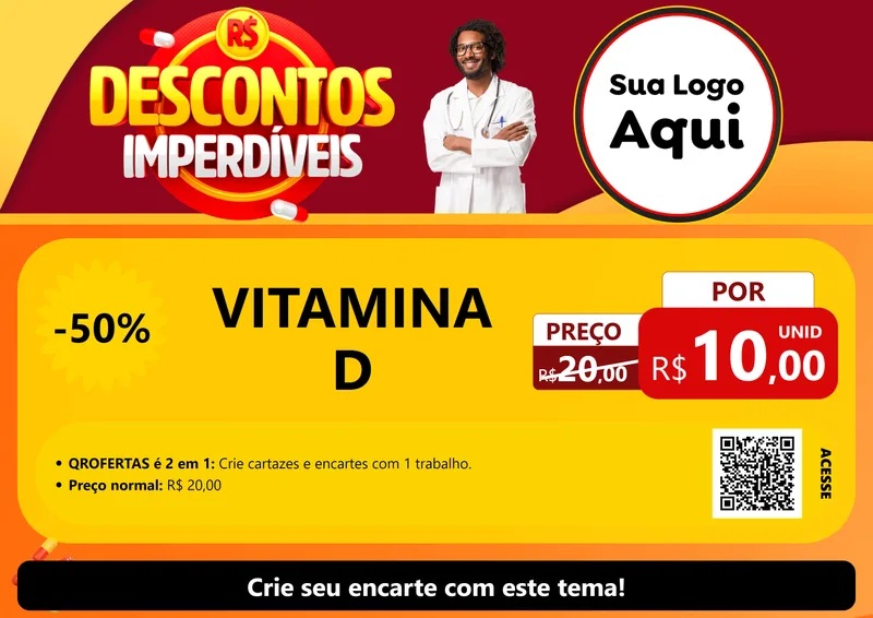 Modelo de Cartaz para Cartaz A4 Horizontal com o tema Descontos Imperdíveis para Farmácia