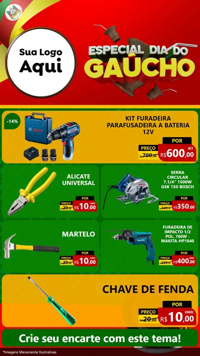 Modelo de TV para TV Vertical com o tema Especial Dia do Gaúcho para Maquinas e Ferramentas