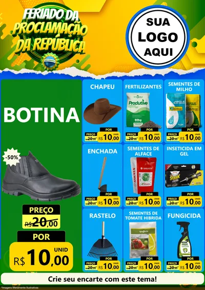 Modelo de Encarte para Encarte A4 Vertical com o tema Feriado da Proclamação da República para Agropecuária