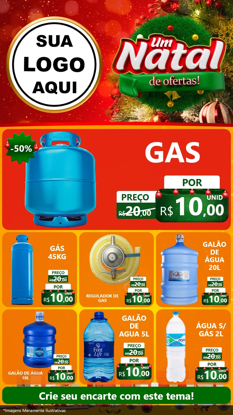 Modelo de Rede Social para Stories com o tema Um Natal de Ofertas para Água e gás