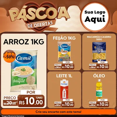 Modelo de Rede Social para Feed Facebook com o tema Páscoa de Ofertas para Supermercado