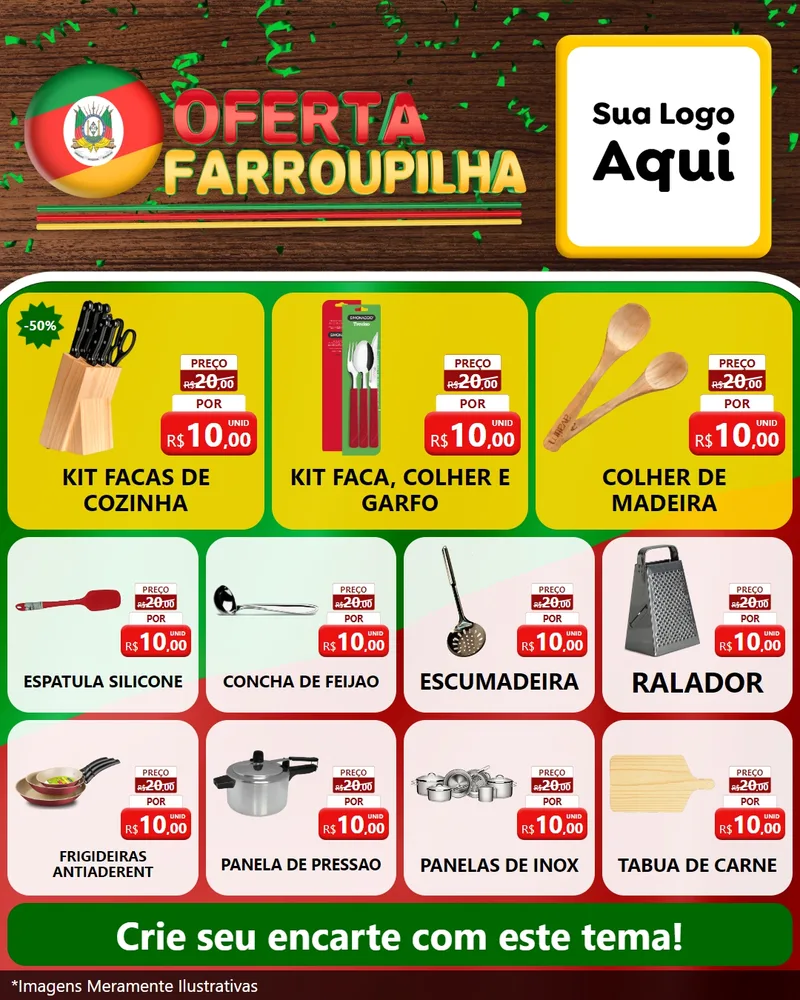 Modelo de Rede Social para Feed Instagram com o tema Oferta Farroupilha para Utilidades Domésticas
