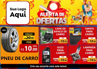 Modelo de Encarte para Encarte A4 Horizontal com o tema Alerta de Ofertas para Auto peças
