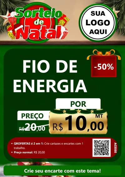 Modelo de Cartaz para Cartaz A4 Vertical com o tema Sorteio de Natal para Materiais Elétricos