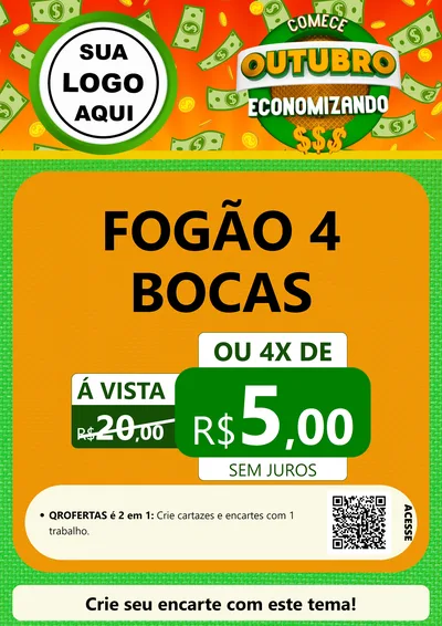 Modelo de Cartaz para Cartaz A4 Vertical com o tema Comece Outubro Economizando para Móveis e Eletro