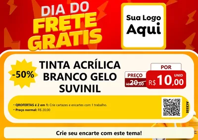 Modelo de Cartaz para Cartaz A4 Horizontal com o tema Dia do Frete Grátis para Tintas e Ferramentas