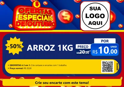 Modelo de Cartaz para Cartaz A4 Horizontal com o tema Ofertas Especiais de Outubro para Supermercado