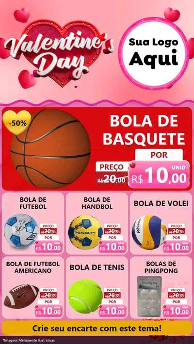 Modelo de Rede Social para Stories com o tema Valentine's Day para Artigos Esportivos