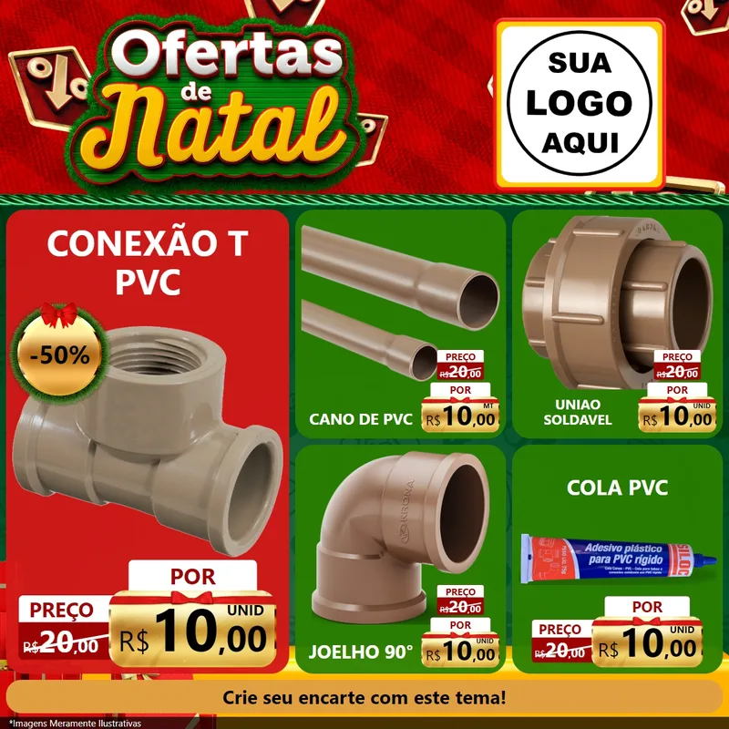 Modelo de Rede Social para Feed Facebook com o tema Ofertas de Natal para Tubos e conexões