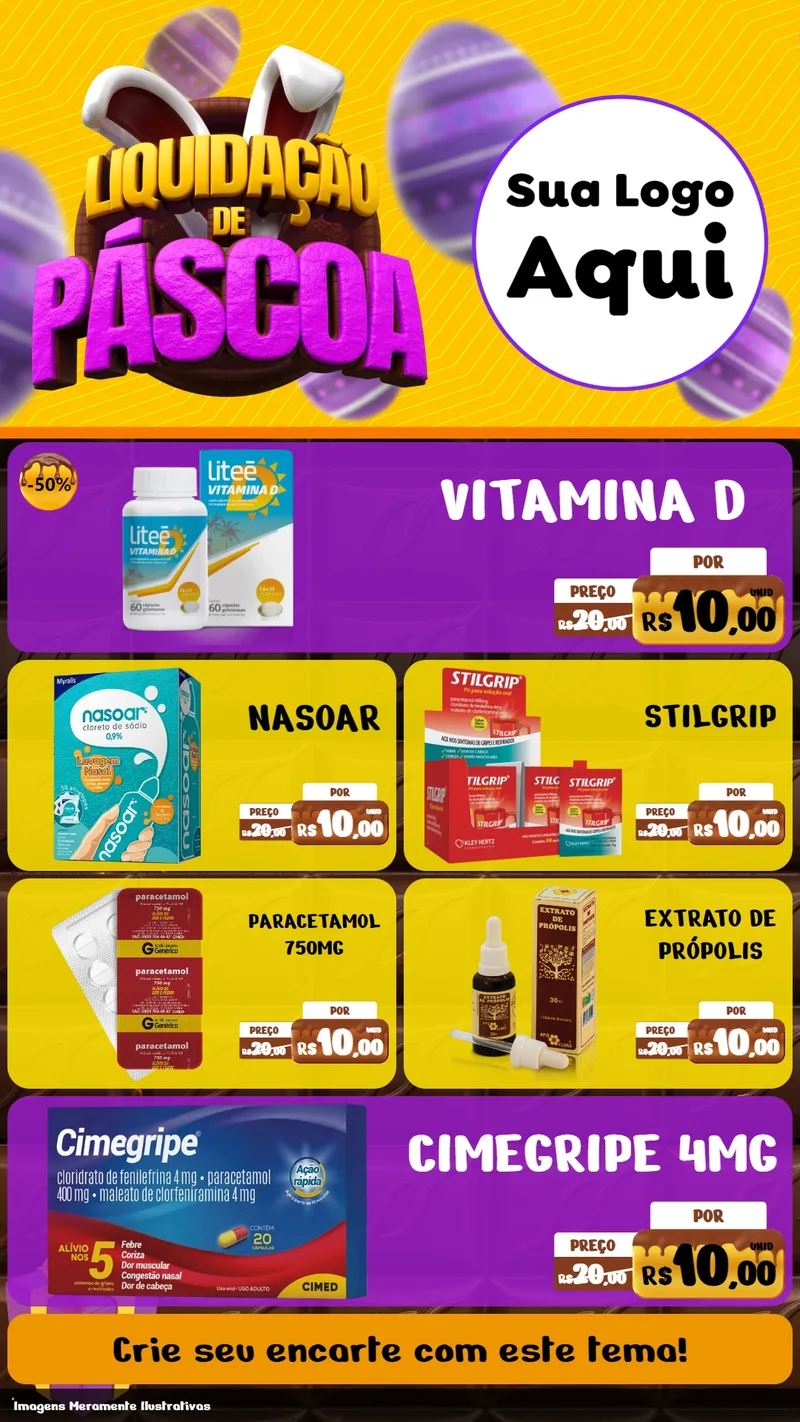 Modelo de TV para TV Vertical com o tema Liquidação de Páscoa para Farmácia