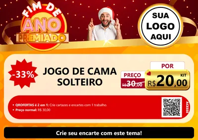 Modelo de Cartaz para Cartaz A4 Horizontal com o tema Fim de Ano Premiado para Cama, Mesa e Banho