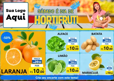 Modelo de Encarte para Encarte A4 Horizontal com o tema Sábado É Dia de Hortifruti para Hortifrúti