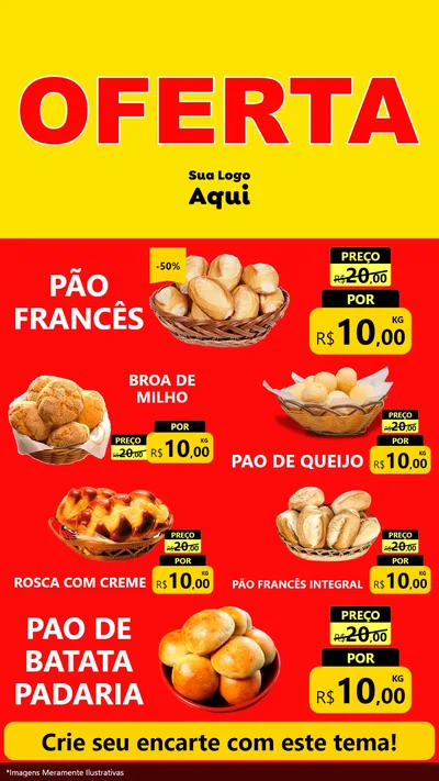 Modelo de TV para TV Vertical com o tema OFERTA - Vermelho Cartaz para Padaria