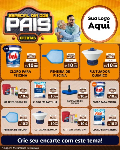 Modelo de Rede Social para Feed Instagram com o tema Especial Dia dos Pais para Produtos para Piscina
