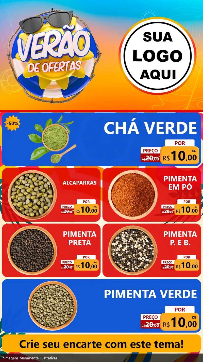 Modelo de TV para TV Vertical com o tema Verão de Ofertas para Produtos Naturais