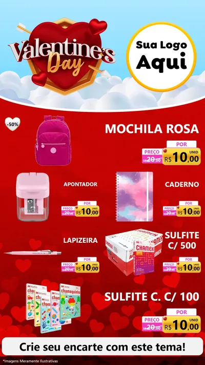 Modelo de TV para TV Vertical com o tema Valentine's Day para Papelaria
