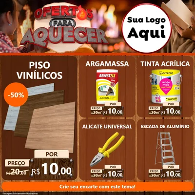 Modelo de Rede Social para Feed Facebook com o tema Ofertas Para Aquecer para Material para Construção