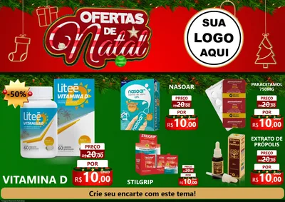Modelo de Encarte para Encarte A4 Horizontal com o tema Ofertas de Natal para Farmácia