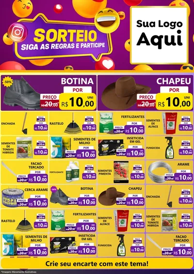 Modelo de Encarte para Encarte A4 Vertical com o tema Sorteio para Agropecuária