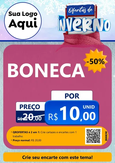 Modelo de Cartaz para Cartaz A4 Vertical com o tema Ofertas de Inverno para Brinquedos