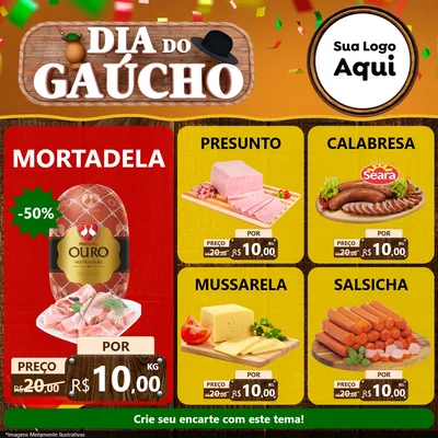 Modelo de Rede Social para Feed Facebook com o tema Dia do Gaúcho para Frios e Laticínios